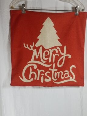 Holiday Merry Christmas Canvas Zippered Pillow Case Cover No Pillow
